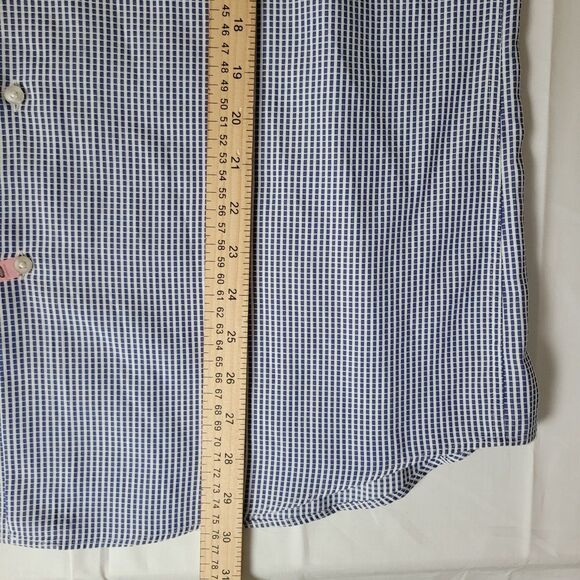 Hugo Boss Slim Fit Dress Shirt 17.5 Albini Fabric Blue Check Cotton New No Tags - Picture 8 of 10